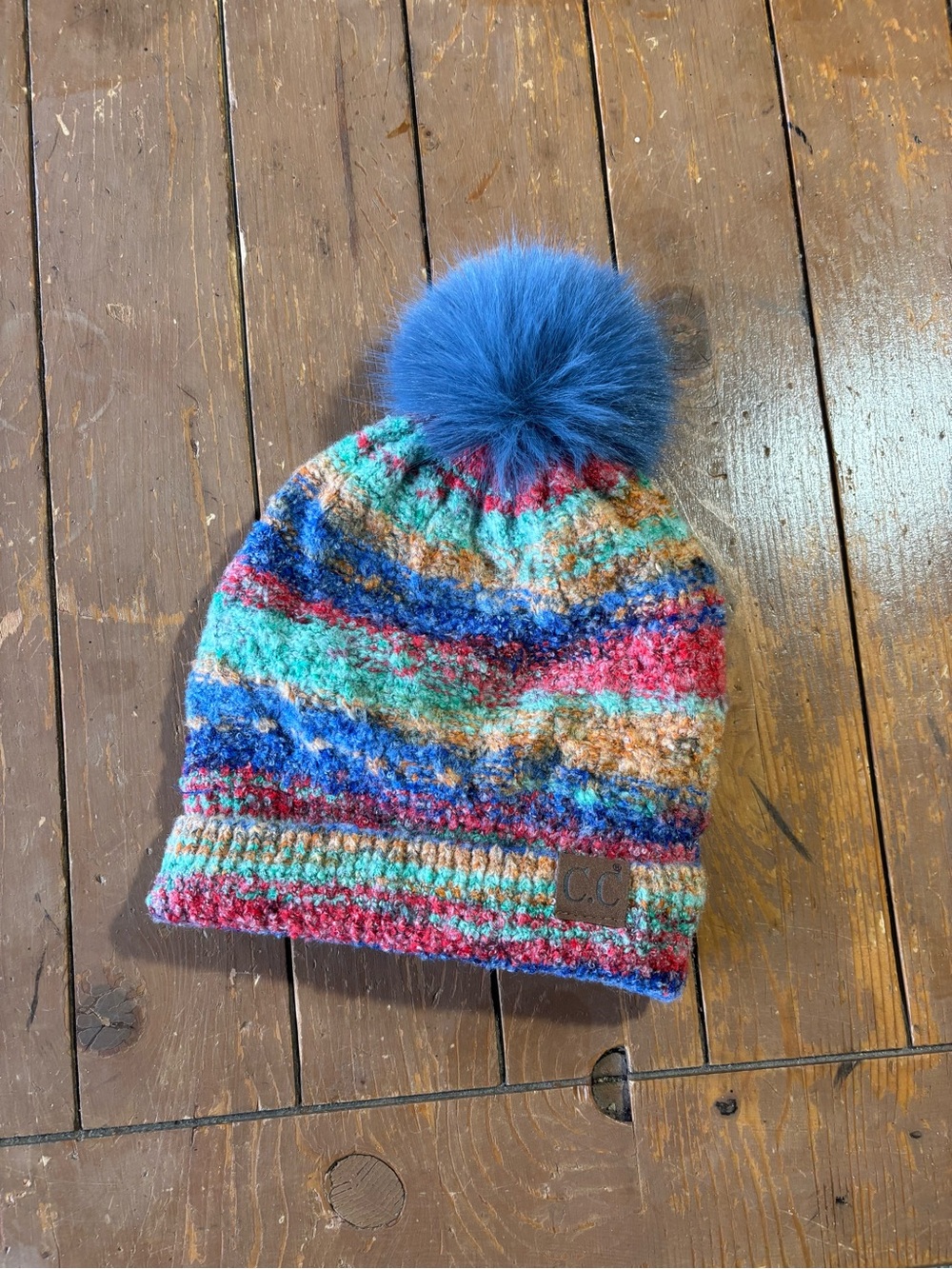 CC Multi Color Space Dye Pom Beanie